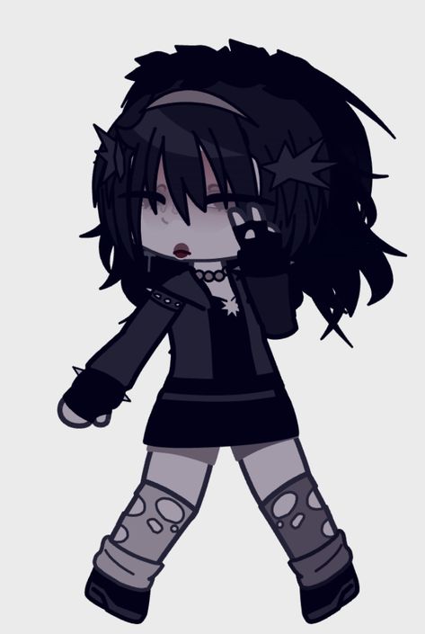 Gacha 80s Outfits, Goth Outfits Gacha Club, Goth Gacha Club Oc, Gacha Hair Black, Gothic Gacha Club Outfits, Gacha Club Black Hair, Gacha Goth Outfits, Goth Gacha Oc, Gacha Emo Outfits