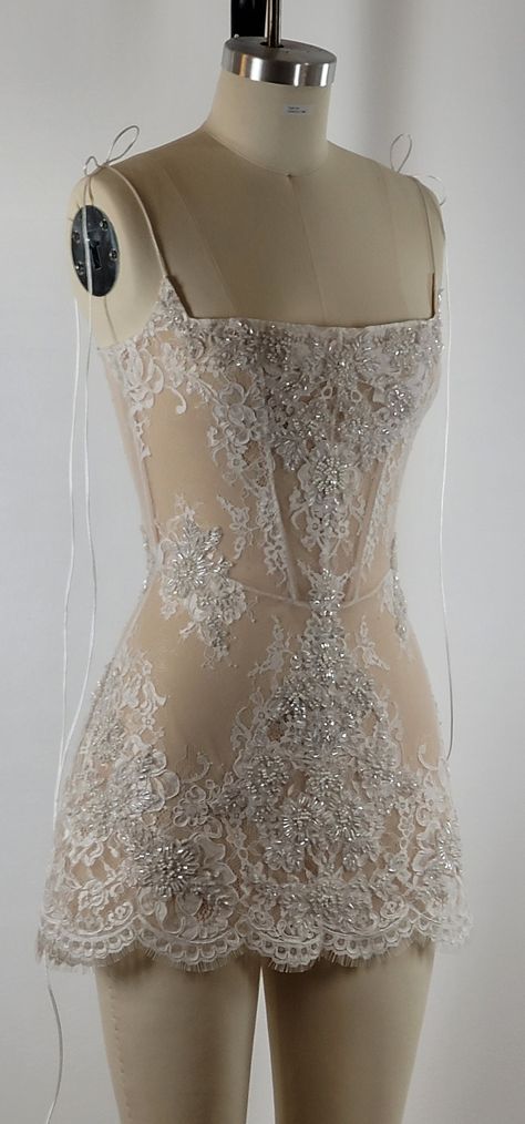 French Chantilly Lace, Sheer Corset, Beachy Outfits, Embroidered Mini Dress, Dream Wedding Ideas Dresses, Stunning Wedding Dresses, White French, Straight Neckline, Pearl Crystal