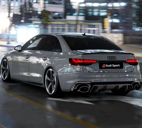 The new Audi RS4 B9 Facelift Sedan in Quantum grey New Audi Car, Audi Sedan, Audi Rs7 Sportback, Grey Car, Audi Rs3, Luxurious Cars, Audi Rs6, Audi S4, Audi Sport