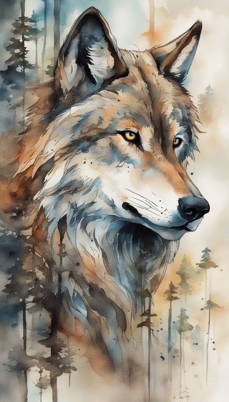 Mysterious wolf art Wolf Painting Easy, Wolves Painting Acrylic, Wolf Watercolor Painting, Wolf Watercolor, Watercolor Wolf, Bakery Store, Art Motivation, Wolf Painting, Square Painting