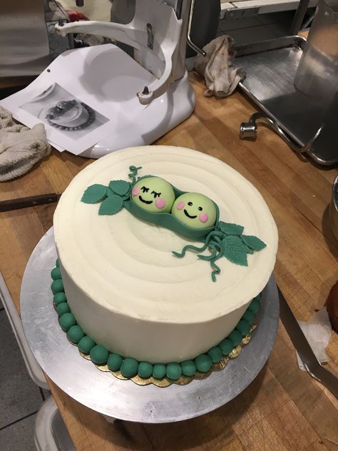 Two Peas in a Pod Two Peas In A Pod Cake, Kid Cakes, Two Peas In A Pod, Peas In A Pod, Twin Birthday, Kids Cake, Peas, First Birthdays, Cupcake