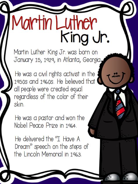 Martin Luther King Jr. Poster Martin Luther King For Preschool, Martin Luther King For Kids, Martin Luther King Jr Poster Ideas, Martin Luter King Crafts For Kids, Martin Luther King Projects For Kids, Martin Luther King Jr Activities 1st, Martin Luther King Jr Activities Kindergarten, Martin Luther King Jr Day, Martin Luther King Jr Quotes For Kids