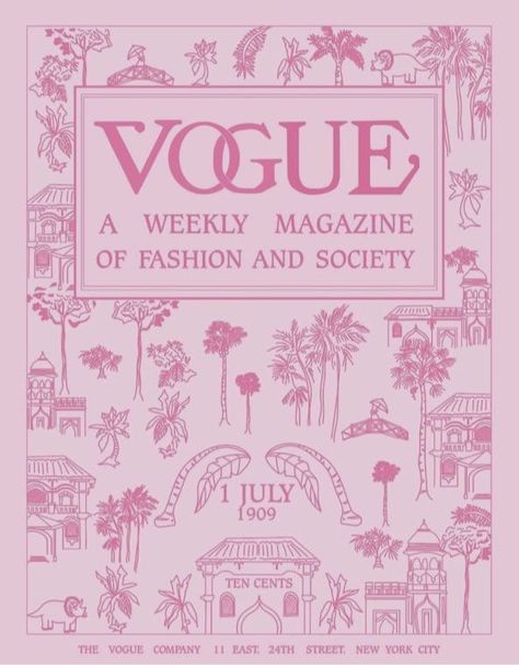 Vogue Magazine Cover, Magazine Cover Art, Pink Book, Downloadable Prints, Vogue Magazine, Vintage Vogue, Pink Art, Ideas Aesthetic, Art Fashion