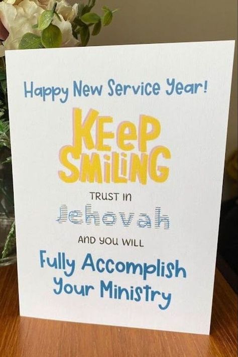 Perfect for the new service year as a gift to send to someone. Click the image to learn more. #jw #jwgifts #jwcards New Service Year Jw 2023, Happy New Service Year Jw, New Service Year Jw, Pioneer Jw, Pioneer School Gifts Jw, Jw Service, Jw Life, Pioneer School Gifts, Jw Ministry