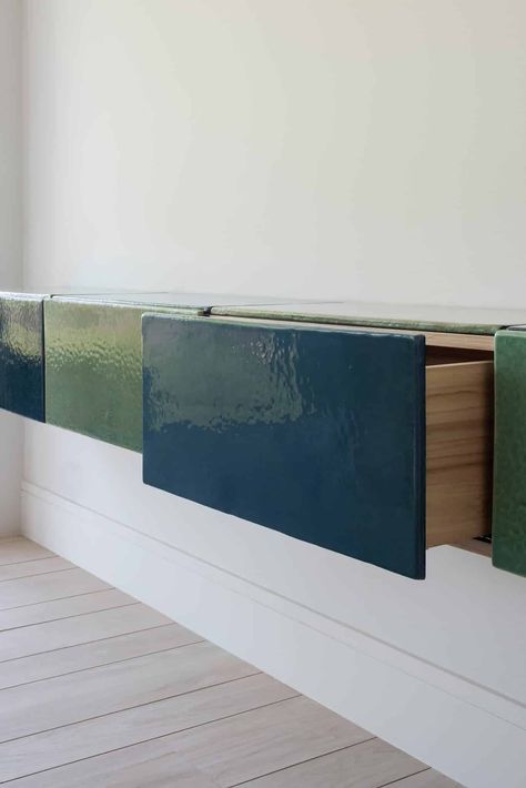 Linea – Nestor Rotsen Tiled Sideboard, Handleless Cabinets, Furniture Construction, Beautiful Closets, Shelving Systems, Boutique Collection, Public Spaces, Hanging Storage, Furniture Inspiration