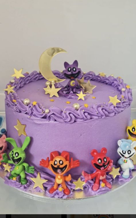 Cat Nap Cake, Catnap Birthday Party Ideas, Catnap Birthday Cake, Smiling Critters Birthday Party, Smiling Critters Cake, Poppy Playtime Cake, Birthday Cake Models, Kids Birthday Party Food, Night Wedding Decor