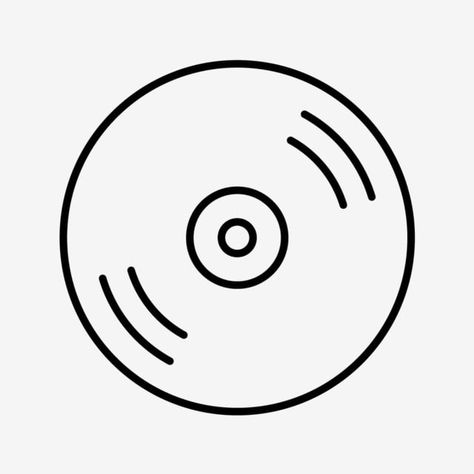 Music Disc Drawing, Vinyl Record Drawing Simple, Vinyl Drawing Simple, Vinyl Record Drawing, Disc Drawing, Cd Tattoo, Needle Illustration, Vinyl Drawing, Cd Illustration