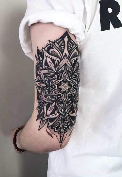 Are you looking for mandala tattoo designs? Don't waste your time searching through 1,000+ web pages. We’ve collected 50+ best tattoo ideas for you in our article. Mandala Tattoo Men, Tato Mandala, Mandala Tattoo Designs, Tricep Tattoos, Mandala Tattoo Sleeve, Soul Tattoo, Tattoos Men, Elbow Tattoos, Upper Arm Tattoos