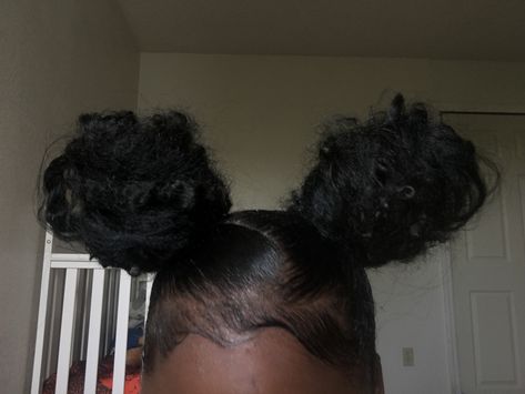 two space buns .😍 ( weave ) Two Bun Slick Back, High Space Buns Curly Hair, Two Buns With Braiding Hair, Two Bun Natural Hairstyles, Two Buns With Weave, Two High Buns Natural Hair, Two Space Buns Natural Hair, Two Buns Black Women, Space Buns With Weave