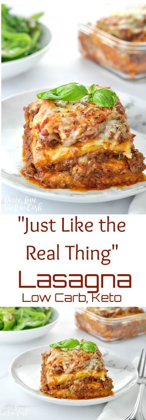 "Just Like the Real Thing" Low Carb Keto Lasagna - Peace Love and Low Carb via @PeaceLoveLoCarb Keto Lasagne, Keto Italian, Peace Love And Low Carb, Lowcarb Recipes, Low Carb Lasagna, Keto Lasagna, Low Carb Casseroles, Low Carb Pasta, Low Carb Eating