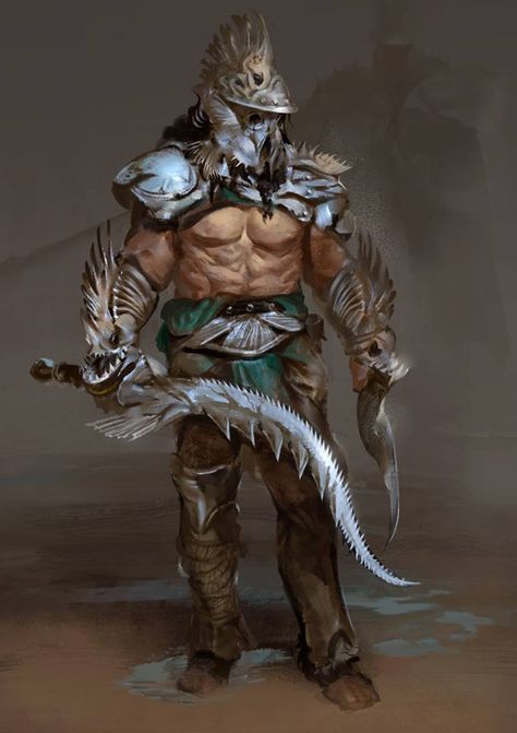 Moski Tsai‎ Fish Armor, Barbarian Armor, Epic Characters, Survival Horror, Concept Art Character, Game Character Design, Historical Art, Fantasy Warrior, Character Design Male