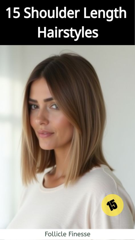 Shoulder Length Hairstyles,Woman with sleek and straight hairstyle, side view Straight Hair No Layers, Shoulder Length Hair Fine, Shoulder Length Fine Hair, Easy Shoulder Length Hairstyles, Mid Length Straight Hair, Shoulder Length Hairstyles, Grey Bob Hairstyles, Messy Top Knots, Easy Updo Hairstyles