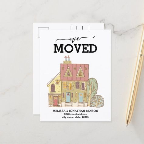 We Moved Vintage New Home Address Announcement Postcard #affiliate , #Sponsored, #Address#Announcement#Postcard#Home New House Announcement, Inspirational Graphics, Trendy Family, Real Estate Gifts, Moving Home, Natural Interior, Concept Architecture, Luxury House, Typography Design