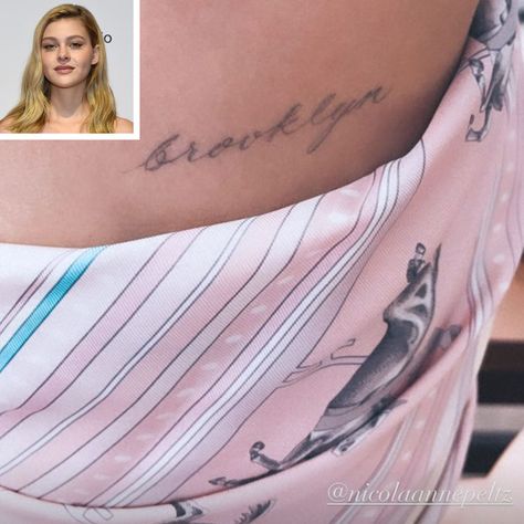 Nicola Peltz Tattoo, Brooklyn Tattoo, Victoria And David, Famous Moms, Nicolas Peltz, Nicola Peltz, Brooklyn Beckham, Vogue Germany, Tattoo Meaning