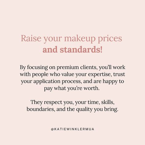 Makeup Artists 💄Not all makeup clients are a win—and if you’re aiming for high-quality, profitable clients, it’s essential to set your standards high. Early on, any enquiry feels exciting, but trust me…. lower-paying clients often come with hidden costs: 😬🙈 endless messages, boundary-pushing, and constant requests for discounts or extras like FREE lashes. 👉🏻If you’re tired of handling constant nitpick touch ups, explaining your rates, or managing clients who don’t respect your policies, it... Makeup Policy, Makeup Clients, Makeup Prices, Different Makeup Looks, Bridal Makeup Looks, Respect Yourself, Makeup Artists, Esthetician, Feel Confident