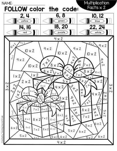 Christmas Color by Number Multiplication by Teaching Second Grade Color By Number Multiplication, Number Multiplication, Christmas Multiplication, Christmas Color By Number, Christmas Math Worksheets, Math Coloring Worksheets, Grandparents Day Crafts, Teaching Second Grade, Math Coloring