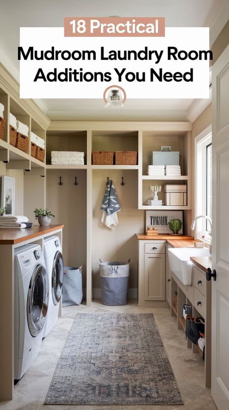 Elevate your mudroom laundry room with these 19 creative storage ideas. From hidden compartments to multifunctional furniture, discover ways to maximize space and organization. Laundry Room Sorting Ideas, Laundry Room With Fridge, Mudroom Organization Ideas, Storage Room Ideas, Laundry Room Addition, Basement Storage Ideas, Creative Storage Ideas, Ironing Station, Garage Mudroom