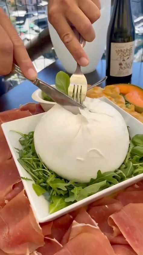 howtofoodprep on Instagram: What’s is this? 😋 . . . Do you know the bufala “figliata”? The bufala “figliata” is basically...a pregnant mozzarella! A bufala… Mozzarella, Table Decorations, On Instagram, Instagram