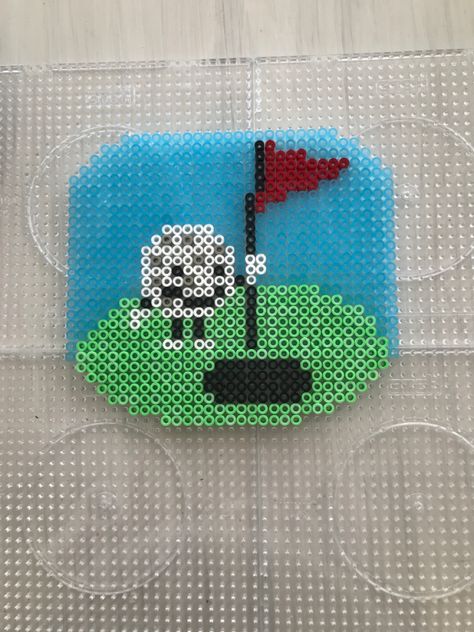 Golf Perler Bead Patterns, Funny Perler Beads Ideas, Golf Perler Beads, Funny Perler Beads, Bead Templates, Minecraft Videos, Perler Art, Perler Bead Templates, Diy Perler Bead Crafts