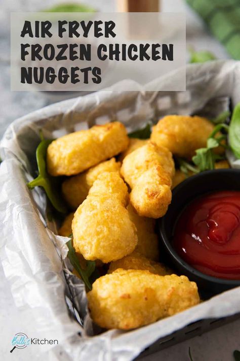 Delicious, crispy appetizer or snack, ready in a flash. That's what you'll get with these Air Fryer Frozen Chicken Nuggets. Make sure you double the serving! Air Fryer Chicken Nuggets Frozen, Chicken Nuggets Air Fryer, Make Chicken Nuggets, Air Fried Chicken Nuggets, Air Fryer Chicken Nuggets, Easy Air Fryer Chicken, Fried Chicken Nuggets, Frozen Chicken Nuggets, Frozen Appetizers