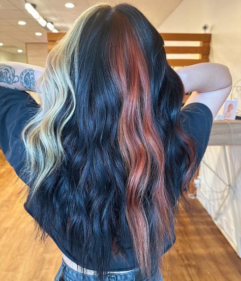 🤍🖤🧡 Swipe ⬅️ to see me ~attempt~ to show my color block sectioning, hopefully it makes sense 😂 Formulas: Copper - 6-4 7-4… | Instagram Colorblock Hair, Redken Shades, Redken Shades Eq, Show Me, Make Sense, Color Block, Hair Inspiration, Shades, Blonde