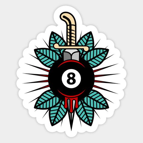 Tattoo 8 Ball, Eightball Tattoo, 8 Ball Tattoo, Ball Tattoo, Sticker Tattoo, Traditional Tattoo Flash, American Traditional Tattoo, 8 Ball, Tattoo Sticker