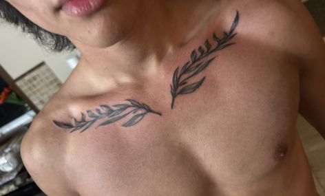 Antler Tattoo Collar Bone, Tattoo Collarbone Men, Leaf Collar Bone Tattoo Men, Men’s Collarbone Tattoos, Collarbone Leaves Tattoo, Men’s Collar Bone Tattoo, Clavicle Tattoo For Men, Sternum Tattoo Men, Collarbone Tattoo Men