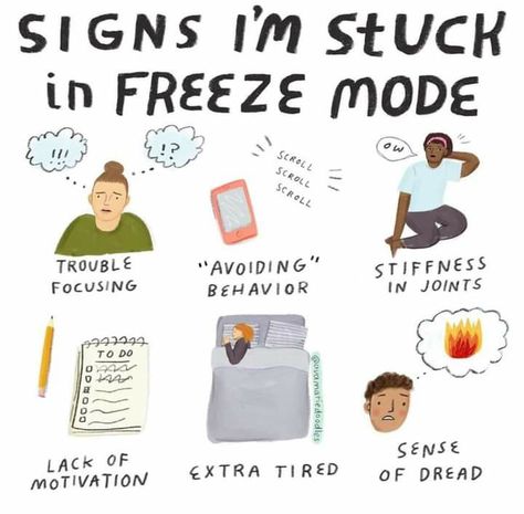 Freeze Mode, Mental Health Facts, Mental Health Therapy, Emotional Awareness, Mental And Emotional Health, Feeling Stuck, Self Care Activities, New Energy, Coping Skills