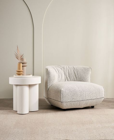 Trit House on Instagram: “Understated comfort and elegance. Enjoy the weekend with our Lucia Lounge Chair, Slab Side Table, and Cordoba Vases.” Boucle Lounge, Relaxing Sunday, Enjoy The Weekend, Burleigh Heads, Sofa Frame, Round Side Table, Sit Back And Relax, Extendable Dining Table, Queen Beds