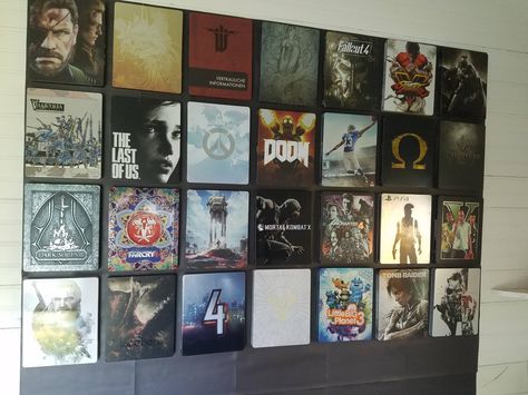 Magnet wall to display PS4 steelbook game collection! Magnet Wall, Kids Room Deco, Seth Thomas, Game Collection, Magnetic Wall, Movie Room, Video Game Art, Wall Display, Retro Gaming