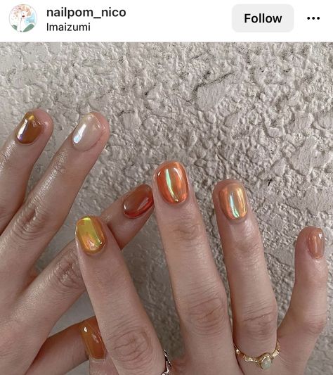 Funky Natural Nails, Iridescent Nails, Soft Nails, Nail Jewelry, Orange Nails, Dream Nails, Fire Nails, Funky Nails, Chic Nails