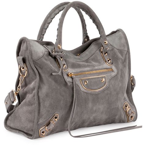 Balenciaga Metallic Edge Suede City Bag (15,260 GTQ) ❤ liked on Polyvore featuring bags, handbags, balenciaga handbags, zip top tote, tassel purse, suede handbags and suede purse Edge City, Purse Boutique, Metallic Handbags, Gray Handbags, Cheap Purses, Suede Purse, Popular Handbags, Grey Tote, Suede Tote