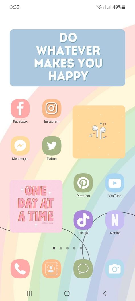 make your android homescreen aesthetic ✨ rainbow theme 🌈 #aestheticphone #rainbow #samsungalaxy Rainbow Iphone Layout, Rainbow Phone Theme, How To Decorate Your Phone, Aesthetic Rainbow Wallpaper, Make Your Phone Aesthetic, Android Organization, Android Aesthetic, Android Homescreen, Theme Phone