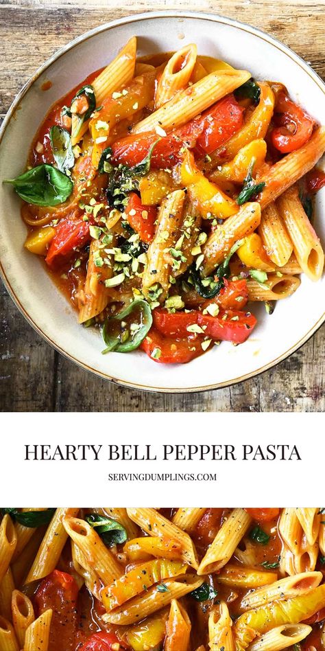 Hearty Bell Pepper Pasta Pasta With Sweet Peppers, Bell Pepper Tomato Pasta, Pasta And Peppers Recipe, Pasta With Peppers And Onions, Vegetable Pasta Sauce Recipes, Sweet Pepper Pasta, Pasta With Bell Peppers, Pasta Sauce Easy, Pasta With Peppers