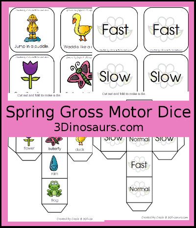 Spring Gross Motor Activities Preschool, Easter Gross Motor, Gross Motor Activities Preschool, Movement Dice, Weather Activities Preschool, Motor Skills Preschool, Preschool Weather, Insects Preschool, Gross Motor Activity