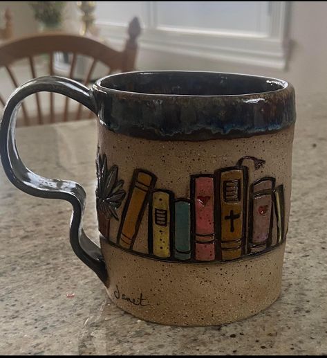 Cozy Library, High School Art Projects, Teacher Design, Ceramic Ideas, High School Art, School Art Projects, Painted Books, School Art, Pottery Studio