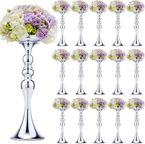 Amazon.com: Sadnyy 16 Pcs Metal Flower Arrangements Stand Metal Wedding Flower Centerpiece Stand Tall Table Decor Flower Vase for Wedding Reception Centerpieces Event Party Hotel Home Decor (Gold, 12.6 Inch) : Home & Kitchen Tall Table Decor, Silver Vase Centerpiece, Centerpiece Stand, Purple Wedding Centerpieces, Quinceanera Centerpieces, Candlestick Centerpiece, Party Hotel, Vow Renewal Ideas, Metal Wedding