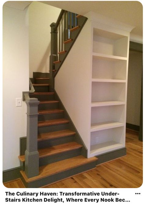 Under Stairs Design Ideas, Under Stairs Design, Kitchen Design Ideas 2023, Cabinet Under Stairs, Kitchen Under Stairs, Modern Spanish Home, Winder Stairs, Stairs In Kitchen, Painted Staircases