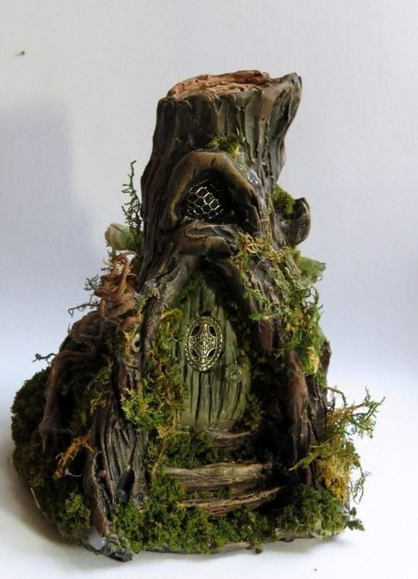 Fairy House Tree Stump, Fantasy Lighthouse, Diorama Terrain, Faerie House, Fairy Gnome, Fairy Tree Houses, Fairy House Crafts, Clay House, Clay Fairy House