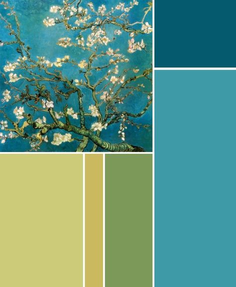 Van Gogh Almond Blossom, Canker Sore, Interior Color Schemes, Living Room Color Schemes, Almond Blossom, Color Stories, Bedroom Colors, Colour Schemes, Color Pallets