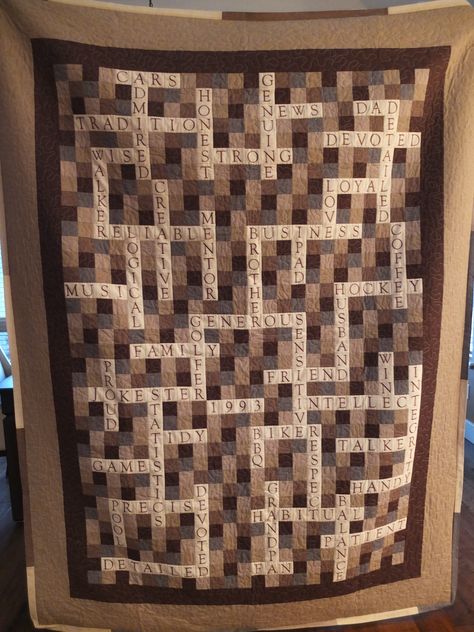 Crossword Quilt, Scrabble Quilt, Alphabet Quilts, Best Brain Teasers, Puzzle Quilt, Alphabet Quilt, Describe Him, Fiber Art Quilts, Start Quilting