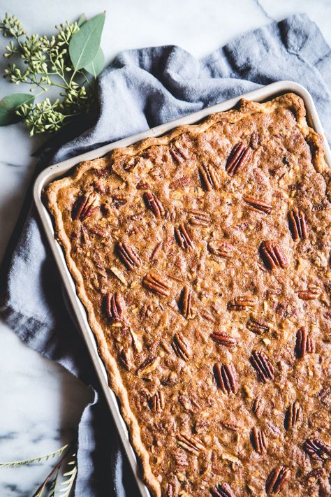 Chocolate Pecan Slab Pie Pecan Slab Pie, Dessert For A Crowd, Slab Pie Recipes, Fun Thanksgiving Desserts, Chocolate Slabs, Slab Pie, Chicken Burrito, Chocolate Pecan Pie, Burrito Bowls