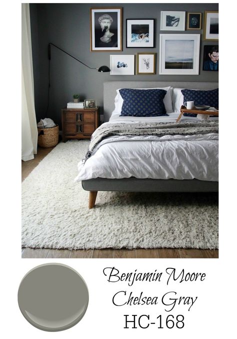 Gray Paint For Bedroom, Paint For Bedroom Walls, Paint For Bedroom, Benjamin Moore Chelsea Gray, Dark Bedroom Walls, Grey Bedroom Paint, Dark Gray Bedroom, Best Gray Paint, Kids Bedroom Remodel