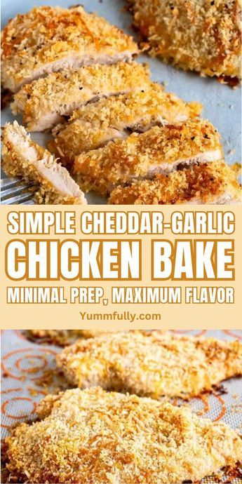 This crispy-on-the-outside, while tender-on-the-inside chicken is quick and easy to make, and using Panko breadcrumbs makes it extra crunchy. Bathing the chicken breasts in garlic butter adds a ton of flavor, and the cheddar Parmesan breadcrumbs make the breading extra special! Chicken And Vegetable Bake, Vegetable Bake, Breaded Chicken Recipes, Chicken Garlic, Chicken Casseroles, Chicken Tenderloin, Chicken Tenderloin Recipes, Chicken Stroganoff, Chicken Breast Recipes Baked