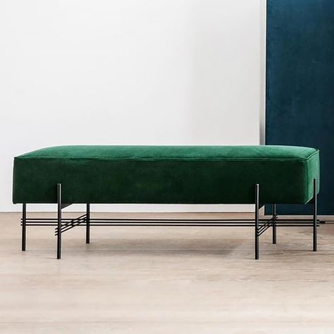 Bench Green Velvet Upholstered Bench Ottoman Modern Bench 39.4" Green Velvet Bench, Ottoman Modern, Entryway Benches, Velvet Bench, One Home, Bench Ottoman, Modern Bench, Entryway Furniture, Upholstered Bench