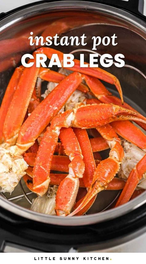 Steaming crab leg clusters in the instant pot is so easy! Plus an easy receive for a garlic butter sauce. Crab Leg Recipes Boiled, King Crab Legs Recipe, Crab Legs On The Grill, Steamed Crab Legs, Grilled Crab, Legs At Home, Cooking Crab Legs, Cooking Crab, Crab Legs Recipe