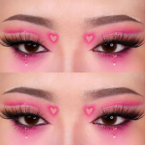 Vampire Bride, Pink Eye Makeup, Cute Eye Makeup, Makeup Face Charts, Rave Makeup, Barbie Makeup, Ethereal Makeup, Dope Makeup, Colorful Eye Makeup