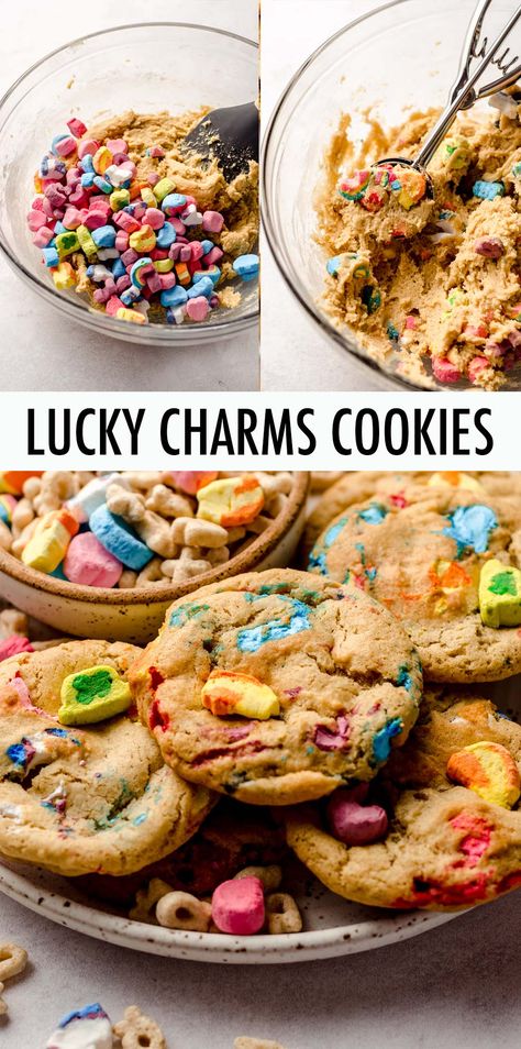 Lucky Charm Sugar Cookies, Lucky Charm Party, Lucky Charms Recipes, Lucky Charms Cookies, Marshmallows Cookies, Cookie Base Recipe, Andes Mint Cookies, Lucky Charms Marshmallows, I Lost 100 Pounds