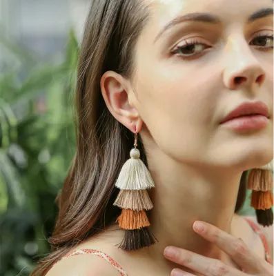 Ombre Earrings, Long Tassel Earrings, Tassel Drop Earrings, Long Dangle Earrings, Boho Stil, Fringe Earrings, Look Chic, Tassel Earrings, Long Earrings