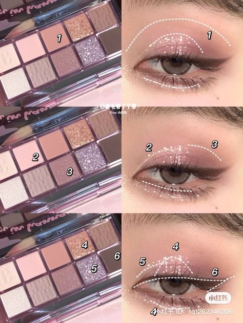 chinese purple eye makeup tutorial Olive Tone Makeup, Purple Eye Makeup Tutorial, Eye Shape Makeup, Eye Makeup Palette, Purple Eye Makeup, Doll Eye Makeup, Korean Eye Makeup, Makeup Artist Tips, Ulzzang Makeup